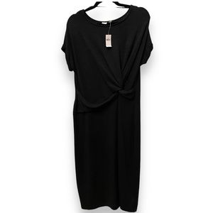GAP NWT Black Dress Twist Knot Sheath Knit Short Sleeve Size Large